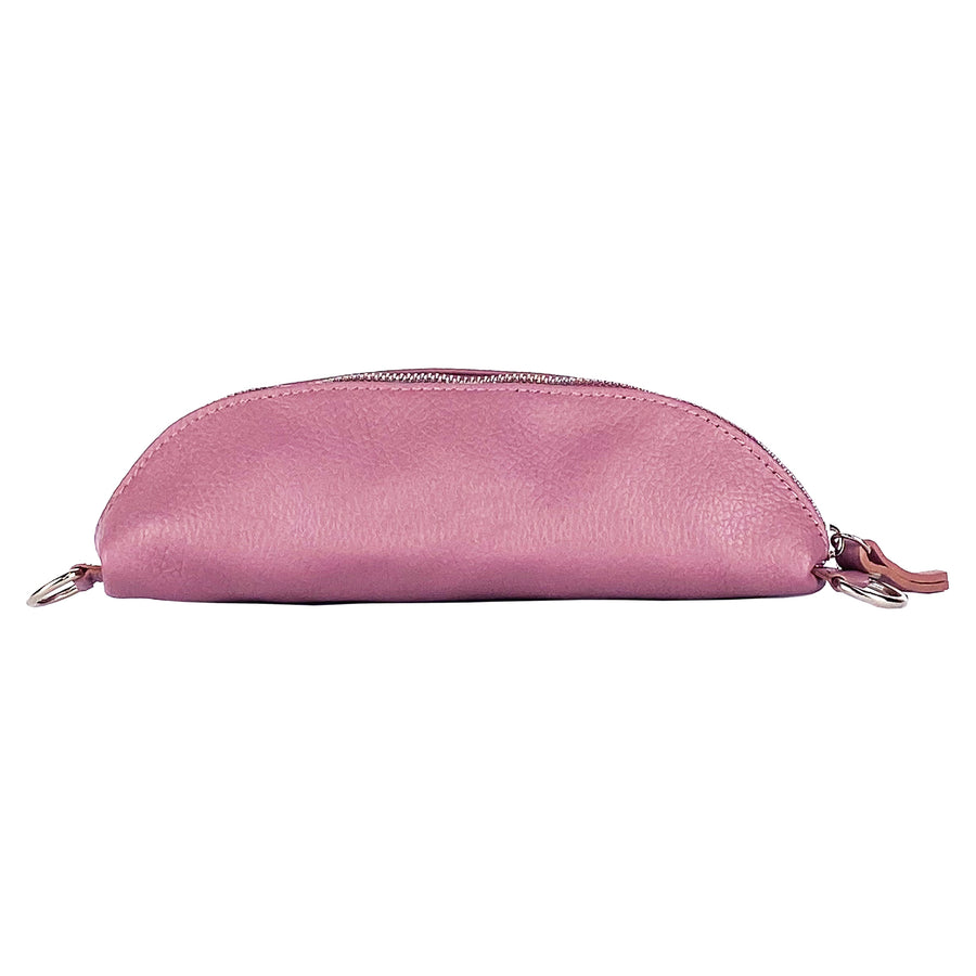 Vintage Pink Italian Leather Crossbody Bag - Adjustable Strap & Nickel Hardware by Kailimood.store at brixbailey.com