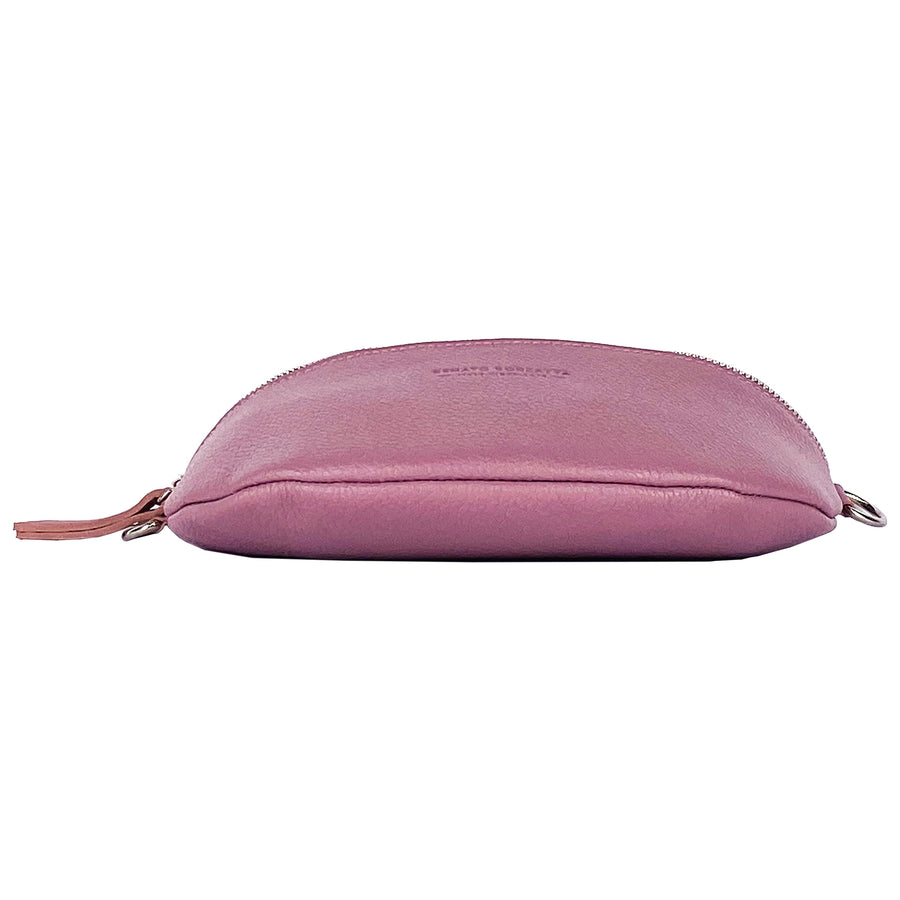 Made in Italy Crossbody Bag in Genuine Dollar Grain Leather - Elegant Antique Pink by Kailimood.store at brixbailey.com