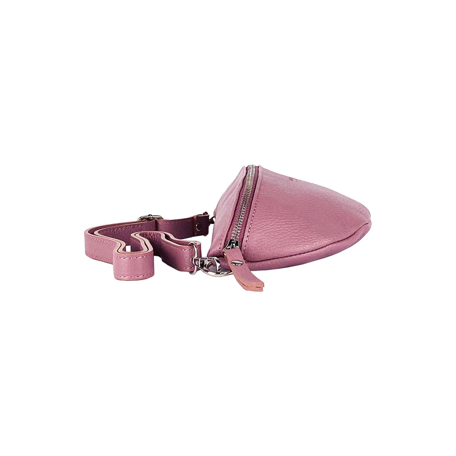 Vintage Pink Italian Leather Crossbody Bag - Adjustable Strap & Nickel Hardware by Kailimood.store at brixbailey.com