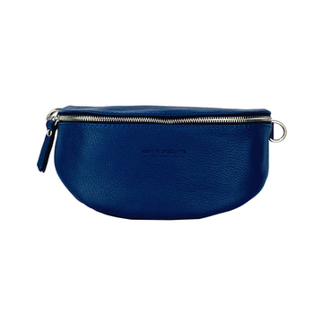 Italian Leather Crossbody Bag - Made in Italy - Blue Dollar Grain Leather - Adjustable Strap by Kailimood.store at brixbailey.com