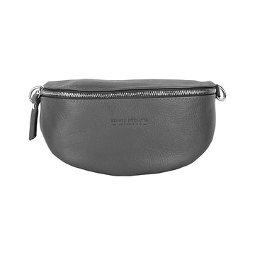 Renato Borzatta Italy Since 1978 - Made in Italy Gray Leather Crossbody Bag - Adjustable Strap & Nickel Hardware by Kailimood.store at brixbailey.com