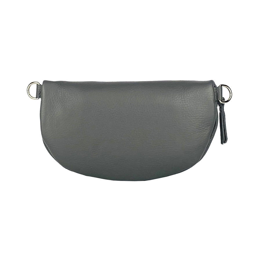 Italian Leather Crossbody Bag - Made in Italy - Adjustable Strap - Elegant Gray by Kailimood.store at brixbailey.com