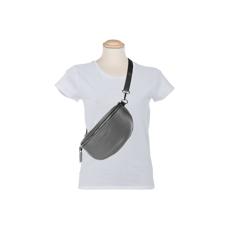 Renato Borzatta Italy Since 1978 - Made in Italy Gray Leather Crossbody Bag - Adjustable Strap - Minimalist Design by Kailimood.store at brixbailey.com