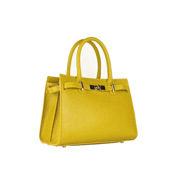 Renato Borzatta Italian Mustard Yellow Leather Handbag - Adjustable Strap & Zip Closure by Kailimood.store at brixbailey.com