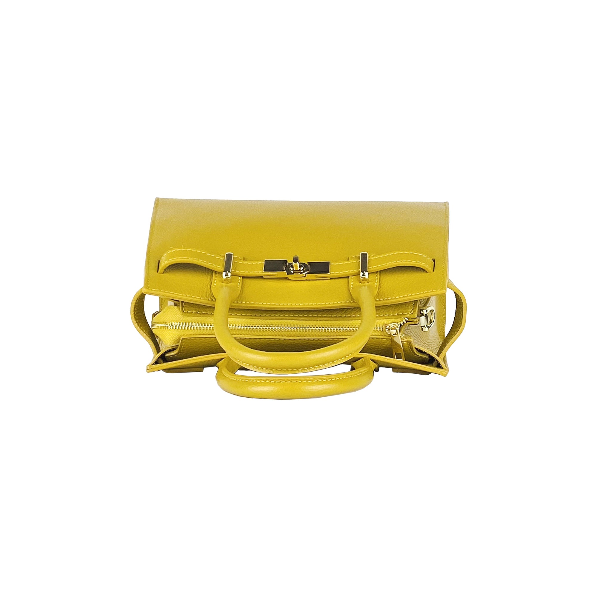 Renato Borzatta Italy Handmade Mustard Yellow Leather Tote Bag with Gold Hardware by Kailimood.store at brixbailey.com