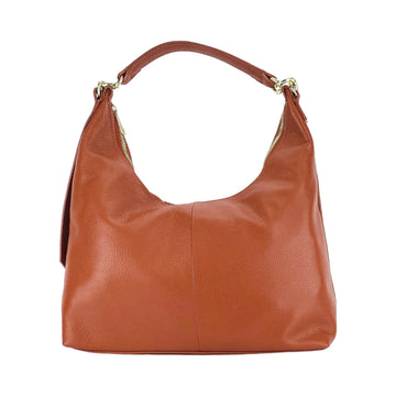 Renato Borzatta Italy Since 1978 - Soft Shoulder Handbag for Women in Genuine Dollar Grain Leather - Paprika Color - Adjustable Strap & Gold Hardware by Kailimood.store at brixbailey.com