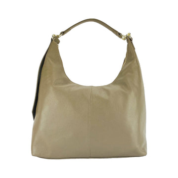 Renato Borzatta Italy Soft Shoulder Bag for Women - Genuine Taupe Dollar Grain Leather - Adjustable Strap - Gold Hardware by Kailimood.store at brixbailey.com