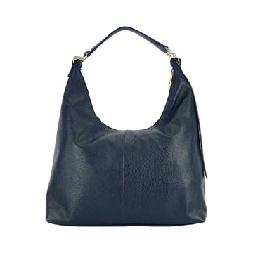 RENATO BORZATTA Italy Since 1978 - Soft Shoulder Bag for Women in Genuine Dollar Grain Leather - Black - Adjustable Strap - Gold Hardware by Kailimood.store at brixbailey.com