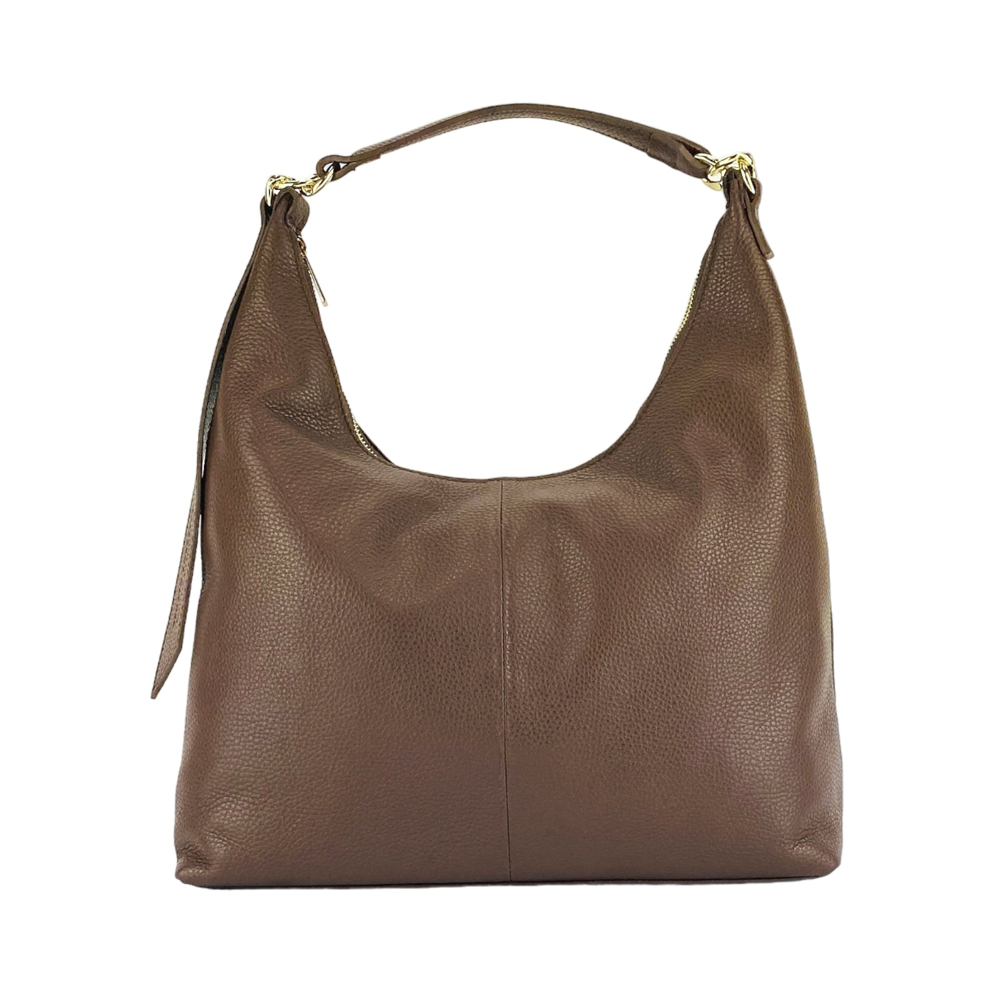 Luxury Italian Shoulder Bag in Soft Chocolate Leather - Made in Italy - Adjustable Strap &amp; Gold Hardware by Kailimood.store at brixbailey.com