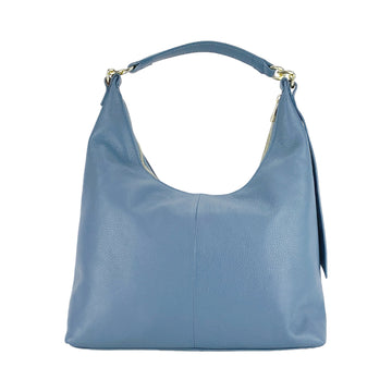 Renato Borzatta Italy Since 1978 - Soft Shoulder Bag for Women Made in Italy - Genuine Dollar Grain Leather in Avio Color - Adjustable Strap & Gold Hardware by Kailimood.store at brixbailey.com