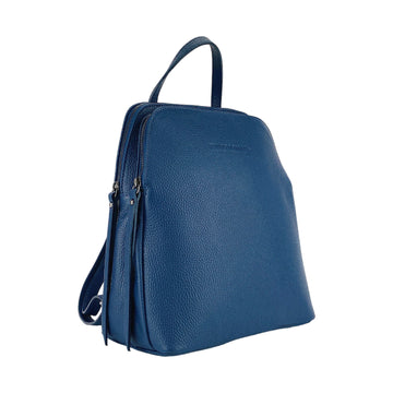 RENATO BORZATTA Italian Leather Backpack for Women - Double Compartment Blue Genuine Leather Made in Italy with Adjustable Straps by Kailimood.store at brixbailey.com
