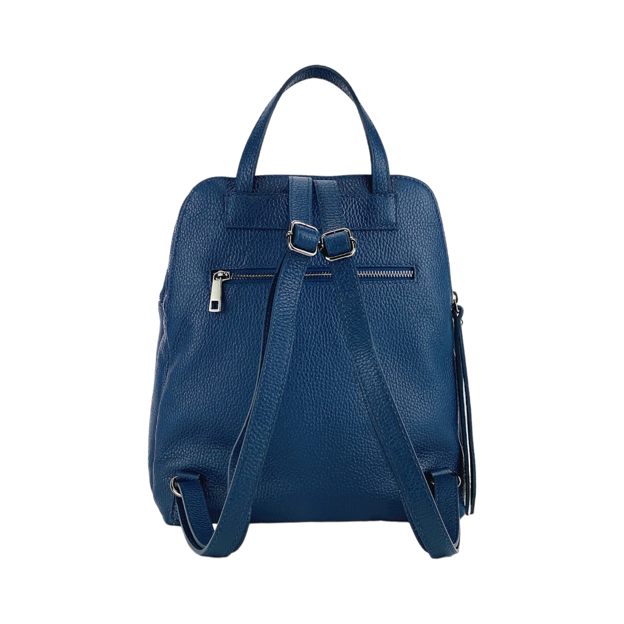 Renato Borzatta Italy Since 1978 - Genuine Italian Leather Women&#39;s Backpack - Blue Double Compartment with Adjustable Straps &amp; Gunmetal Zippers by Kailimood.store at brixbailey.com