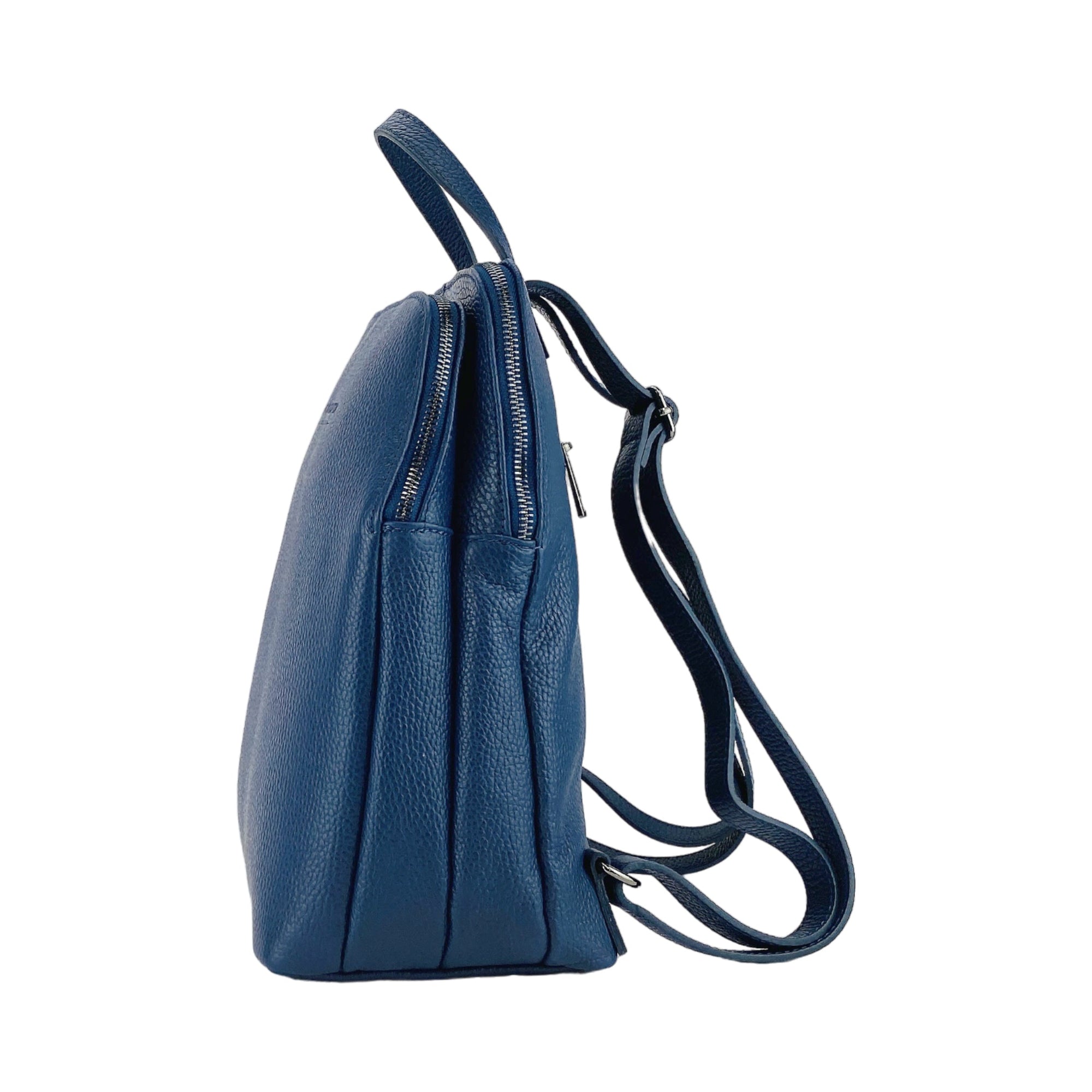 Renato Borzatta Italy Since 1978 - Genuine Italian Leather Backpack for Women - Blue Double Compartment with Adjustable Straps &amp; Rifle Barrel Zippers by Kailimood.store at brixbailey.com