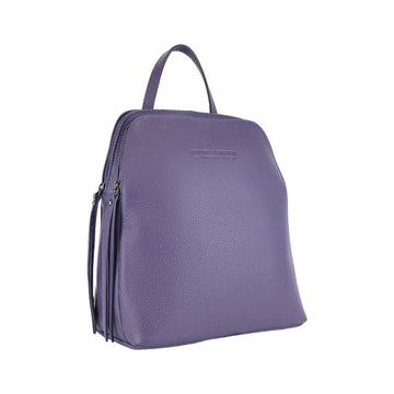 Renato Borzatta Italy Since 1978 - Made in Italy Women's Double Compartment Backpack in Genuine Leather - Elegant Violet with Adjustable Straps & Gunmetal Zippers by Kailimood.store at brixbailey.com