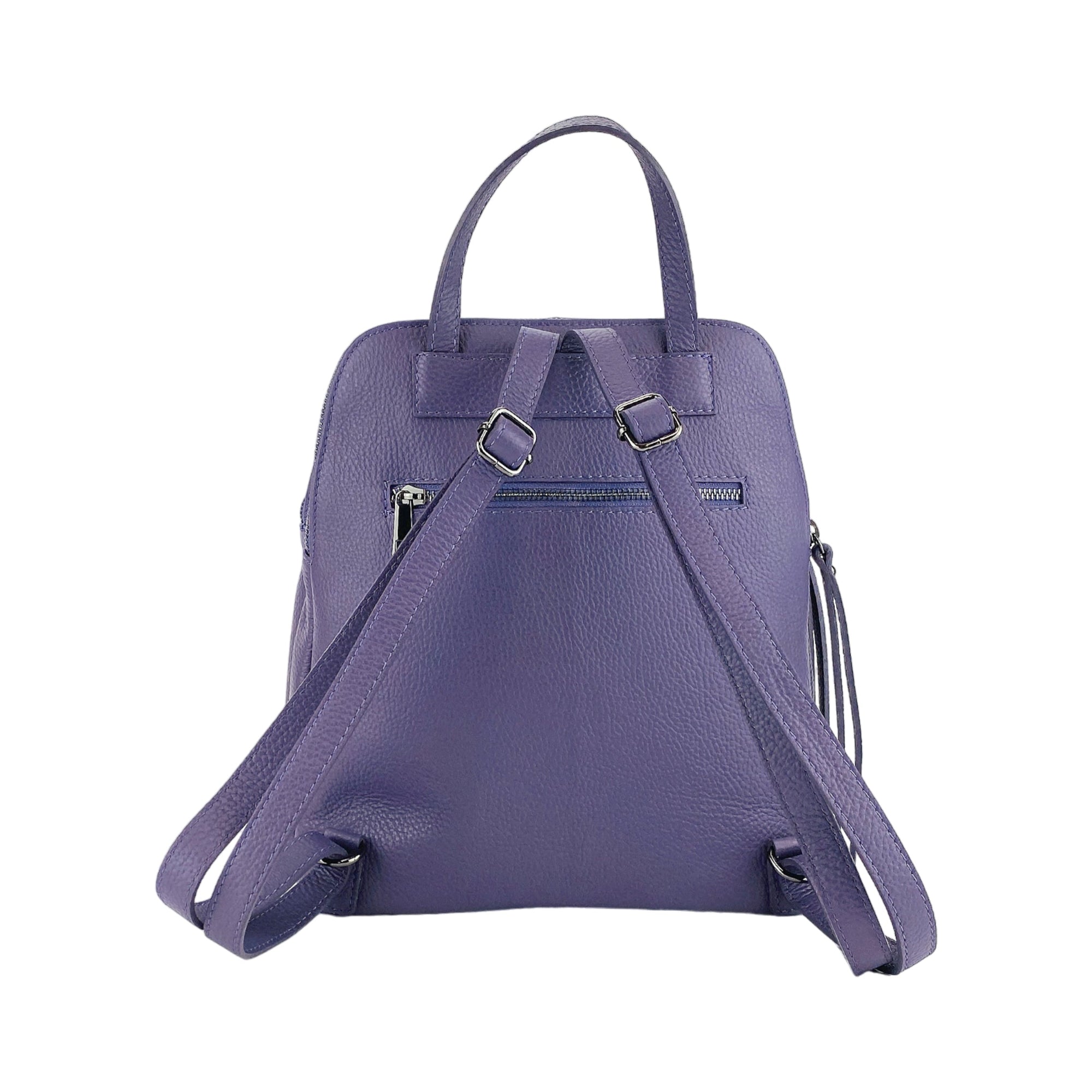 Renato Borzatta Italy Since 1978 - Double Compartment Women&#39;s Backpack in Genuine Italian Leather - Elegant Violet with Adjustable Straps &amp; Gunmetal Zippers by Kailimood.store at brixbailey.com