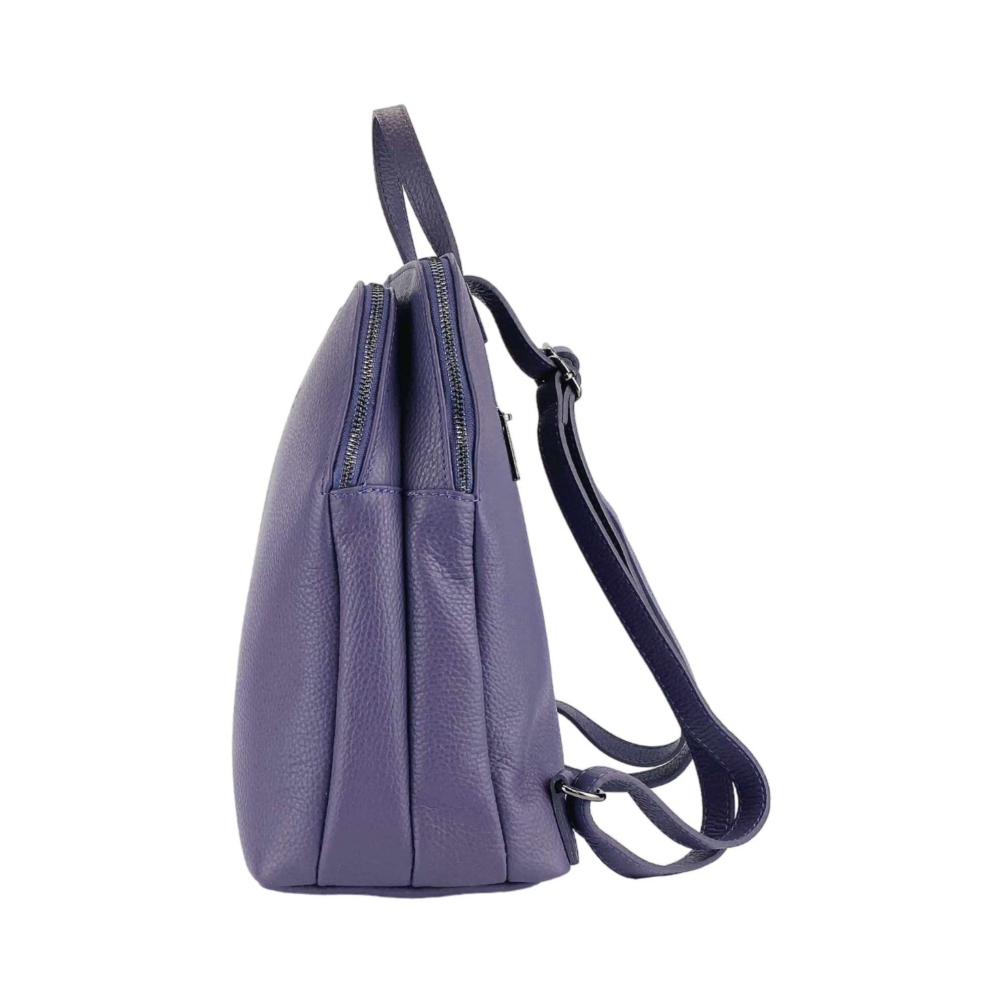 Renato Borzatta Italy Since 1978 - Made in Italy Women&#39;s Double Compartment Backpack in Genuine Dollar Grain Leather - Elegant Violet with Adjustable Straps &amp; Rifle Metal Zippers by Kailimood.store at brixbailey.com
