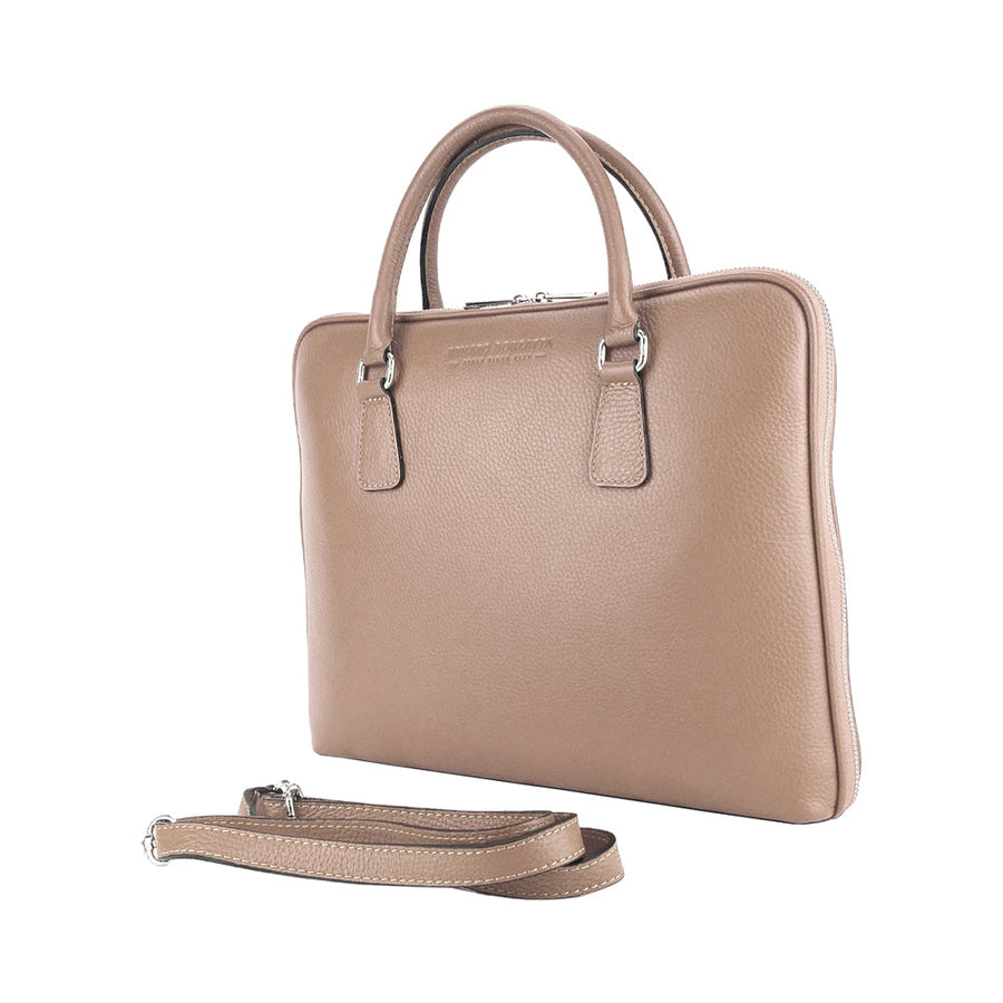 Italian Leather Unisex Business Briefcase - Made in Italy - Taupe Grana Dollaro by Kailimood.store at brixbailey.com