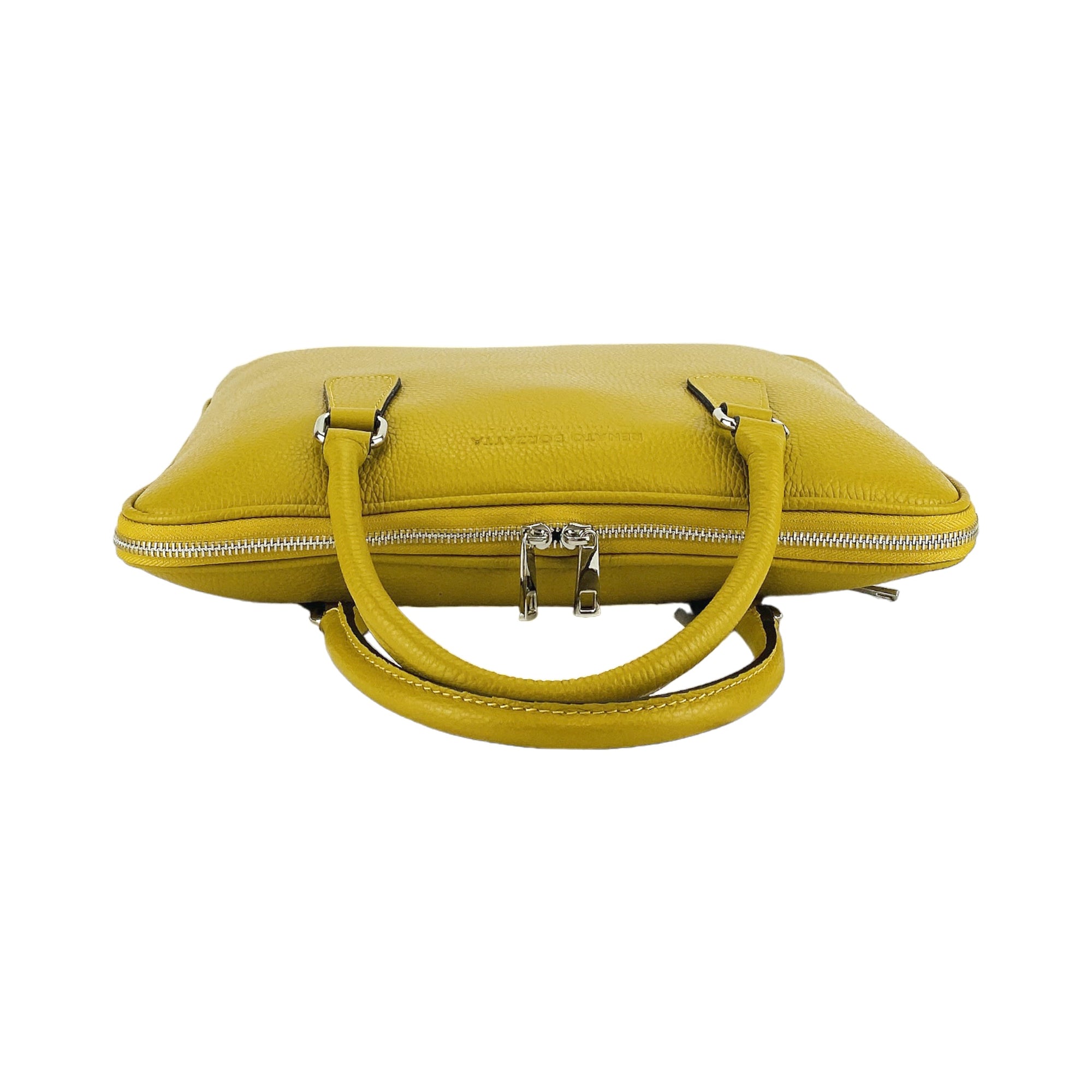 Unisex Mustard Yellow Business Folder in Genuine Dollar Grain Leather - Made in Italy | Compact &amp; Elegant with Nickel Zipper by Kailimood.store at brixbailey.com
