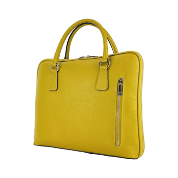 Unisex Mustard Yellow Genuine Dollar Grain Leather Business Folder - Made in Italy | Compact & Elegant with Nickel Zipper & Notebook Pocket by Kailimood.store at brixbailey.com