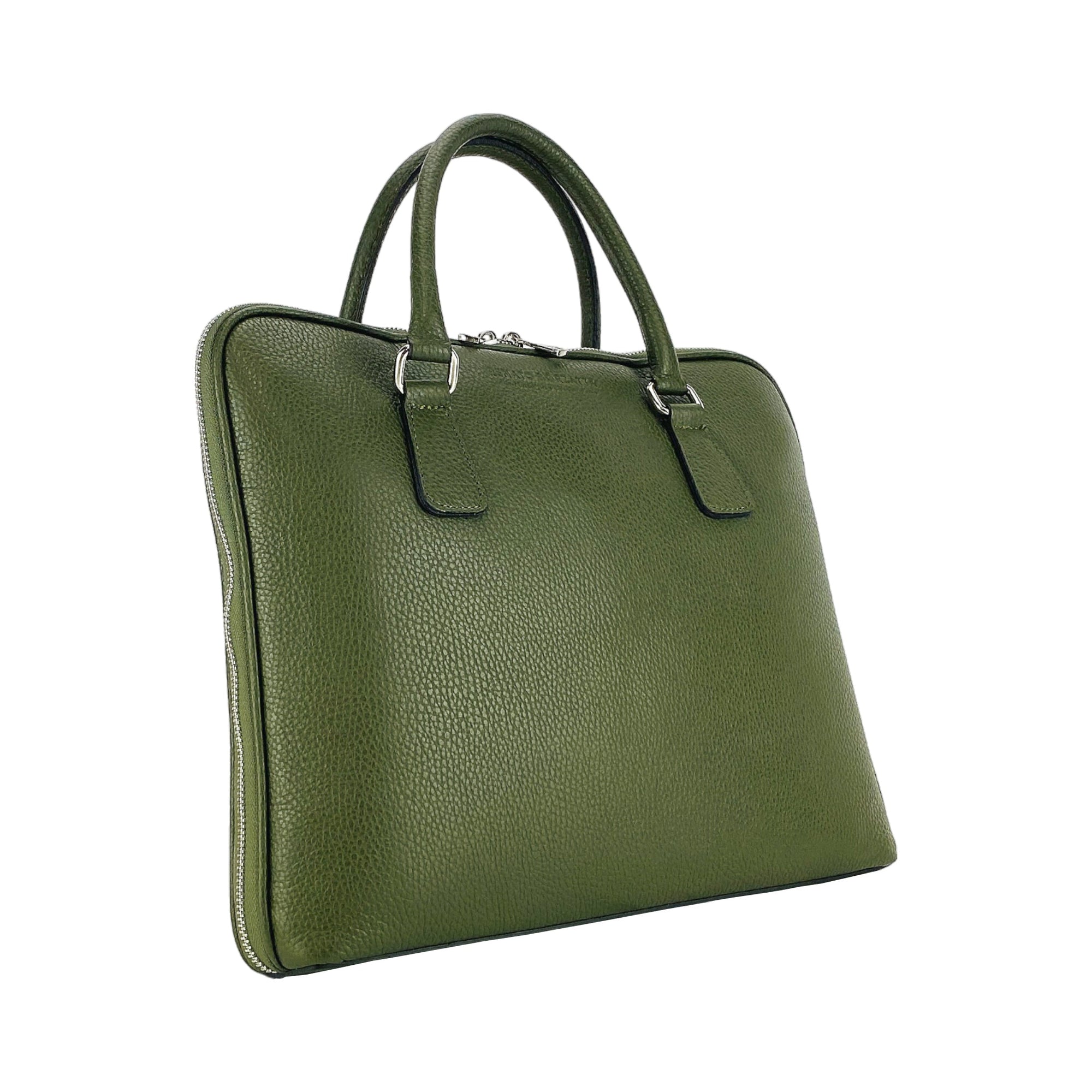 Italian Leather Unisex Business Briefcase - Made in Italy | Green Dollar Grain Leather by Kailimood.store at brixbailey.com