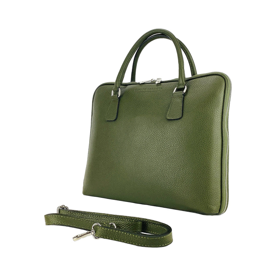 Italian Leather Business Briefcase - Unisex Made in Italy - Green Dollar Grain Leather - Stylish & Functional by Kailimood.store at brixbailey.com