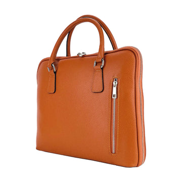 Italian Orange Genuine Dollar Grain Leather Unisex Business Bag - Made in Italy by Kailimood.store at brixbailey.com