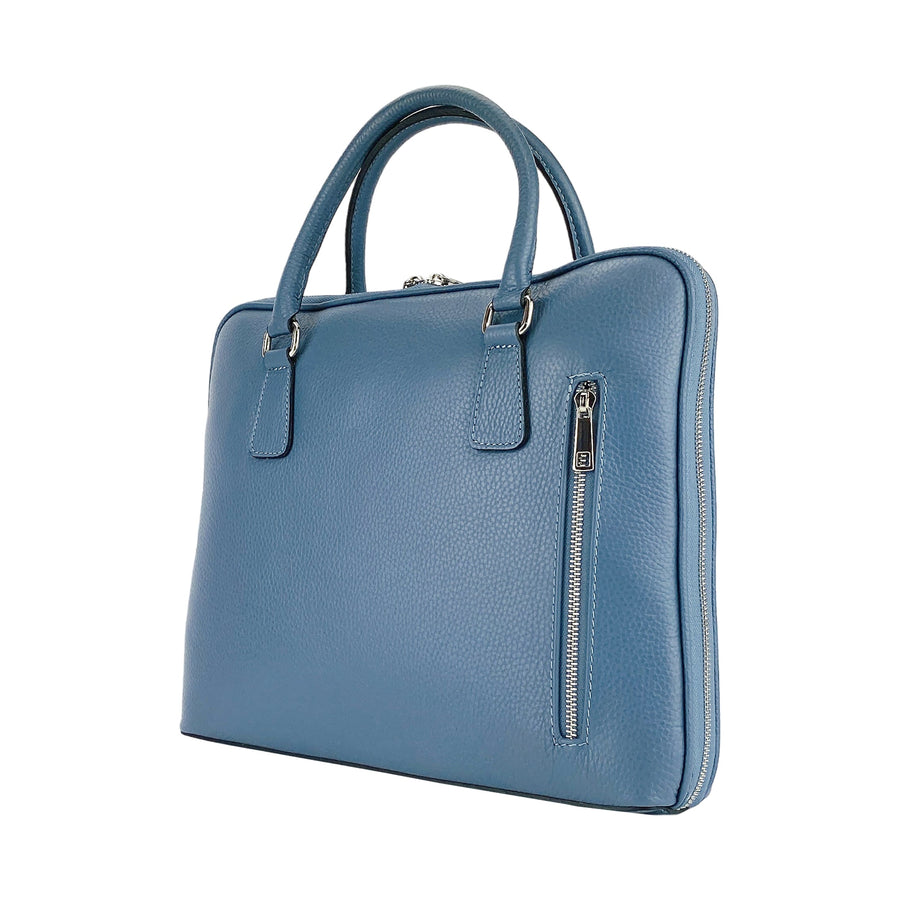 Italian Leather Business Briefcase Unisex - Made in Italy - Stylish & Functional Avio Color by Kailimood.store at brixbailey.com