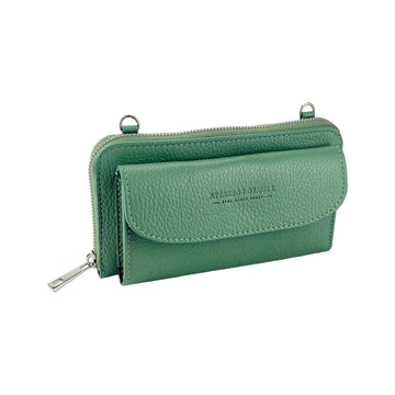 RENATO BORZATTA - Italy Since 1978 - Mint Green Leather Crossbody Wallet with Phone Pocket - Made in Italy by Kailimood.store at brixbailey.com