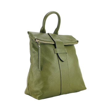 Italian Soft Leather Women's Backpack - Made in Italy - Adjustable Straps & Gold Zipper - Elegant Green by Kailimood.store at brixbailey.com