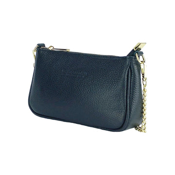 RENATO BORZATTA - Italy Since 1978 - Mini Crossbody Bag with Gold Chain Strap - Genuine Leather - Black - Made in Italy by Kailimood.store at brixbailey.com