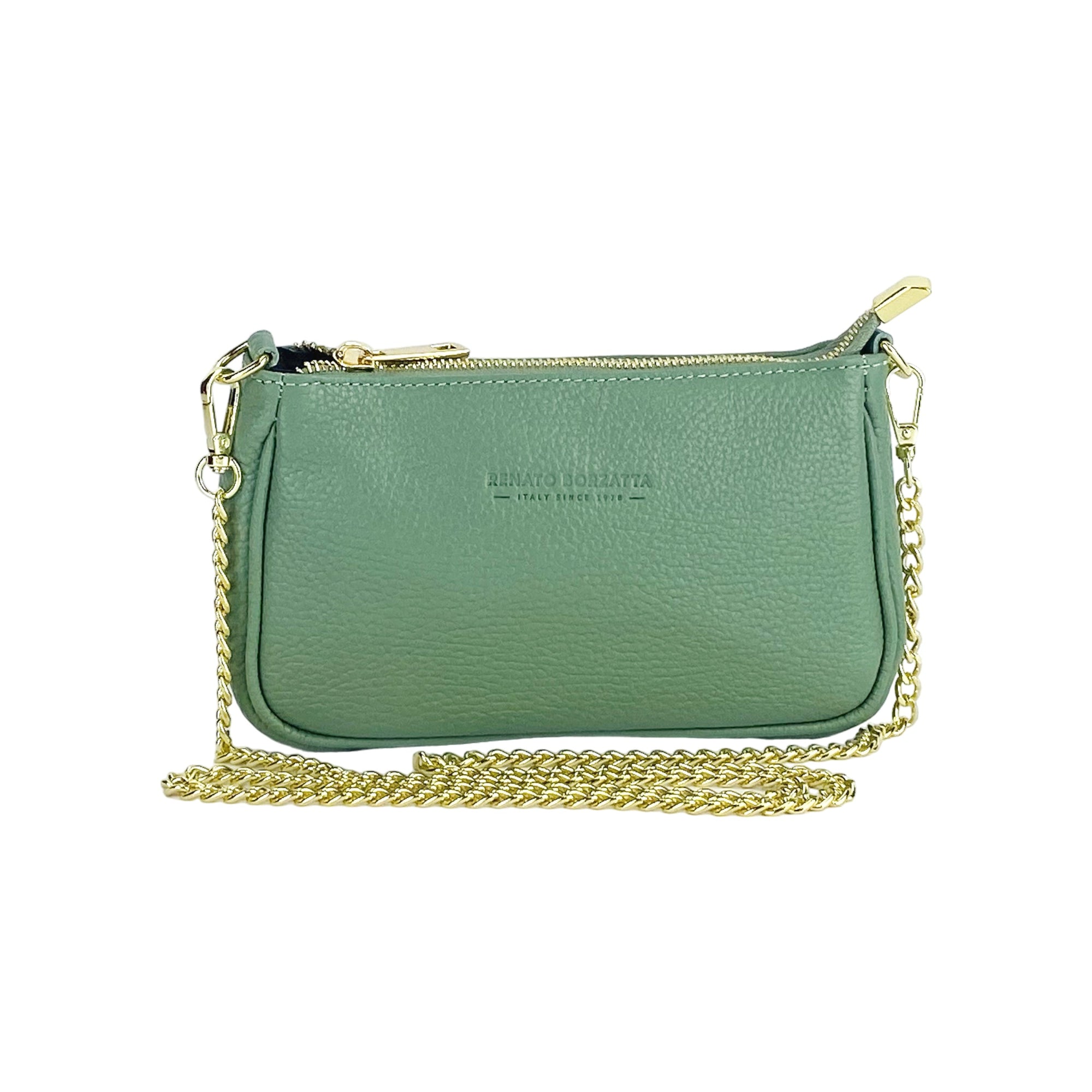 Mini Bag with Gold Chain Strap - Genuine Italian Leather in Mint - Made in Italy by Kailimood.store at brixbailey.com