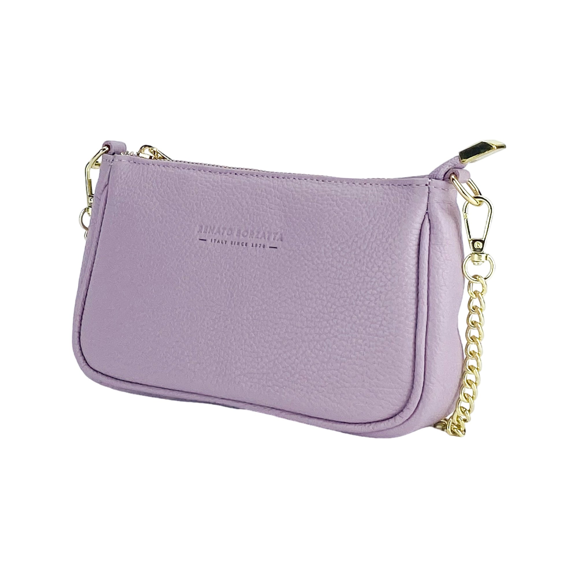Lilac Mini Bag with Gold Chain Strap - Genuine Leather Made in Italy - Elegant & Fashionable by Kailimood.store at brixbailey.com
