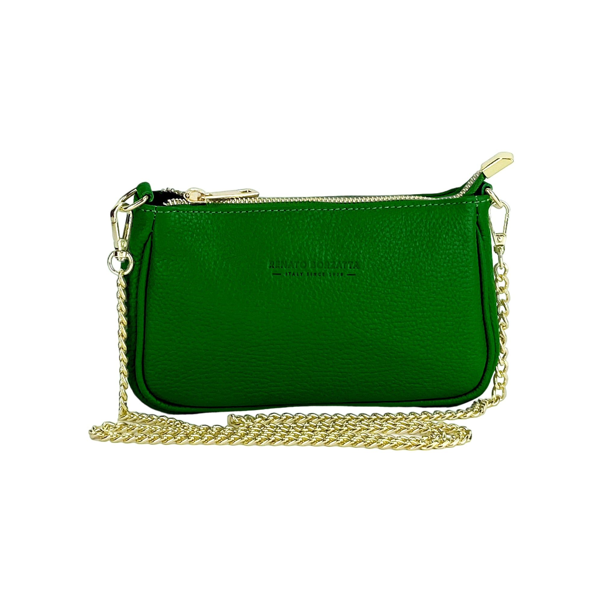 RENATO BORZATTA - Italy Since 1978 - Mini Crossbody Bag in Genuine Leather, Green with Gold Hardware - Made in Italy by Kailimood.store at brixbailey.com