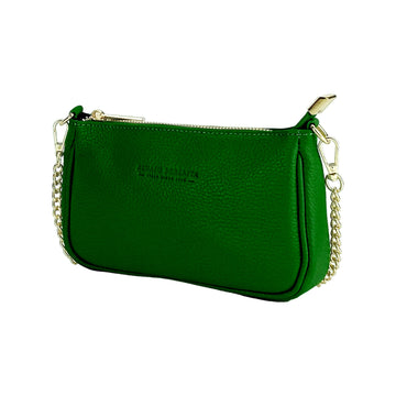 RENATO BORZATTA Italy Mini Bag with Gold Chain Strap - Green Leather Crossbody - Made in Italy - 20x12x6 cm by Kailimood.store at brixbailey.com