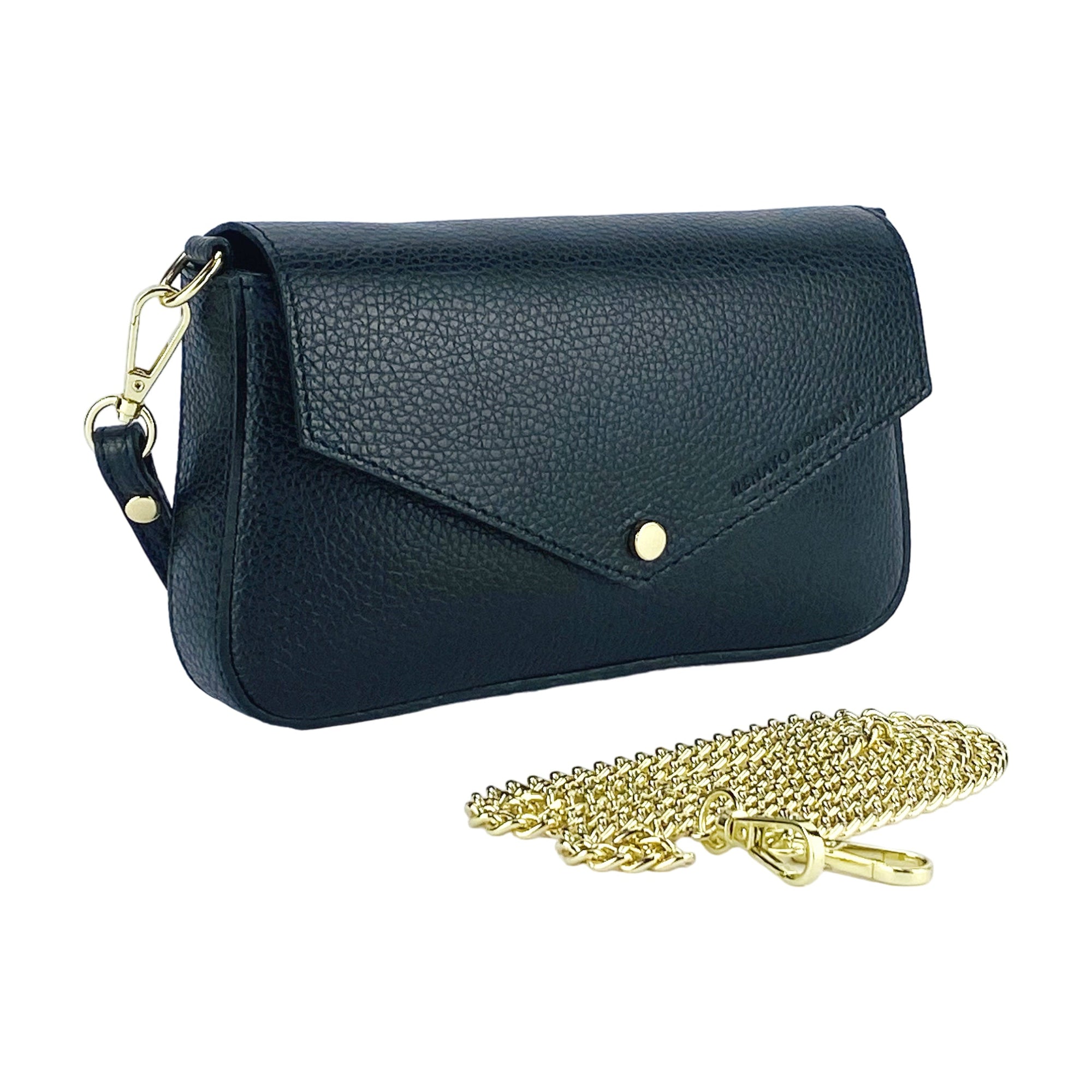 Renato Borzatta Small Shoulder Bag with Detachable Gold Chain Strap - Genuine Leather Made in Italy by Kailimood.store at brixbailey.com