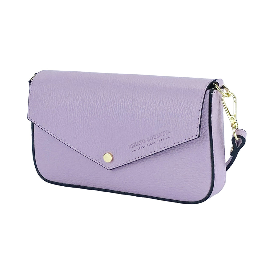 Italian Leather Shoulder Bag with Removable Gold Chain Strap - Made in Italy | Lilac & Elegant by Kailimood.store at brixbailey.com