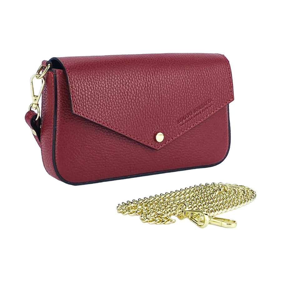 Small Shoulder Bag with Detachable Gold Metal Chain Strap - Genuine Leather Made in Italy by Kailimood.store at brixbailey.com