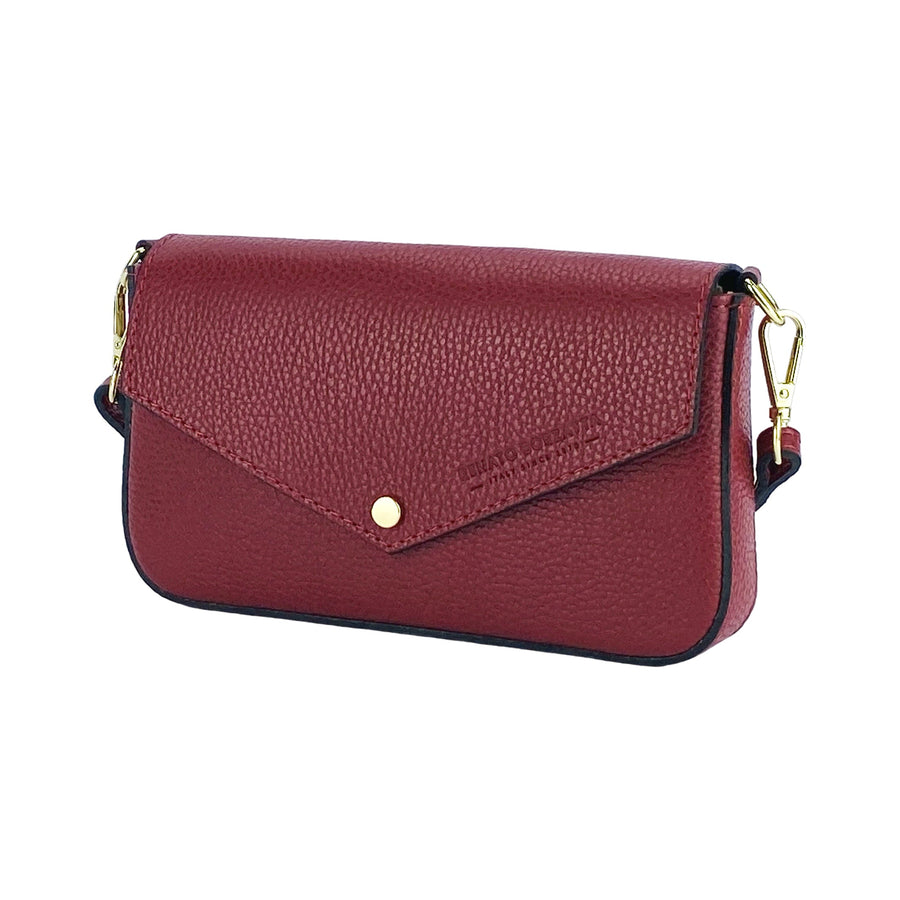 Italian Leather Shoulder Bag with Removable Gold Chain Strap - Made in Italy | Red & Elegant by Kailimood.store at brixbailey.com