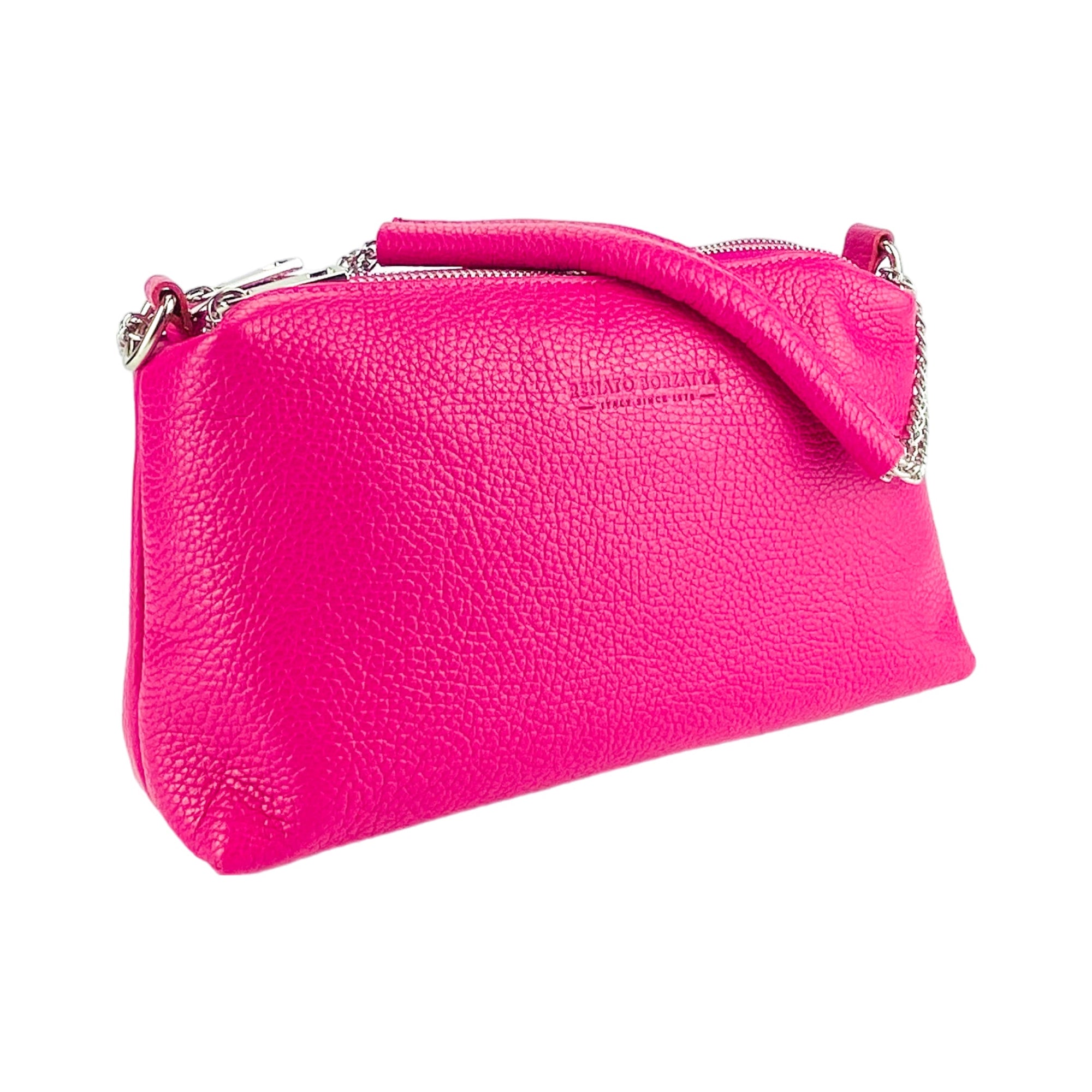 Fuxia Double Zip Chain Handle Women&#39;s Handbag - Genuine Leather Made in Italy - Elegant &amp; Functional by Kailimood.store at brixbailey.com