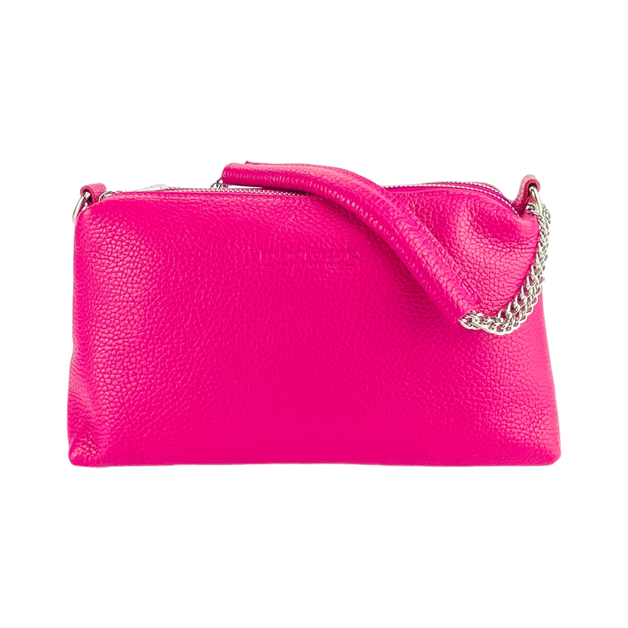 Fuxia Double Zip Chain Handle Women&#39;s Handbag - Genuine Leather Made in Italy | Elegant &amp; Functional Design by Kailimood.store at brixbailey.com
