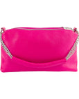 Renato Borzatta Double Zip Handbag for Women - Genuine Leather Fuchsia Purse with Chain Handle & Adjustable Strap - Made in Italy Since 1978 by Kailimood.store at brixbailey.com