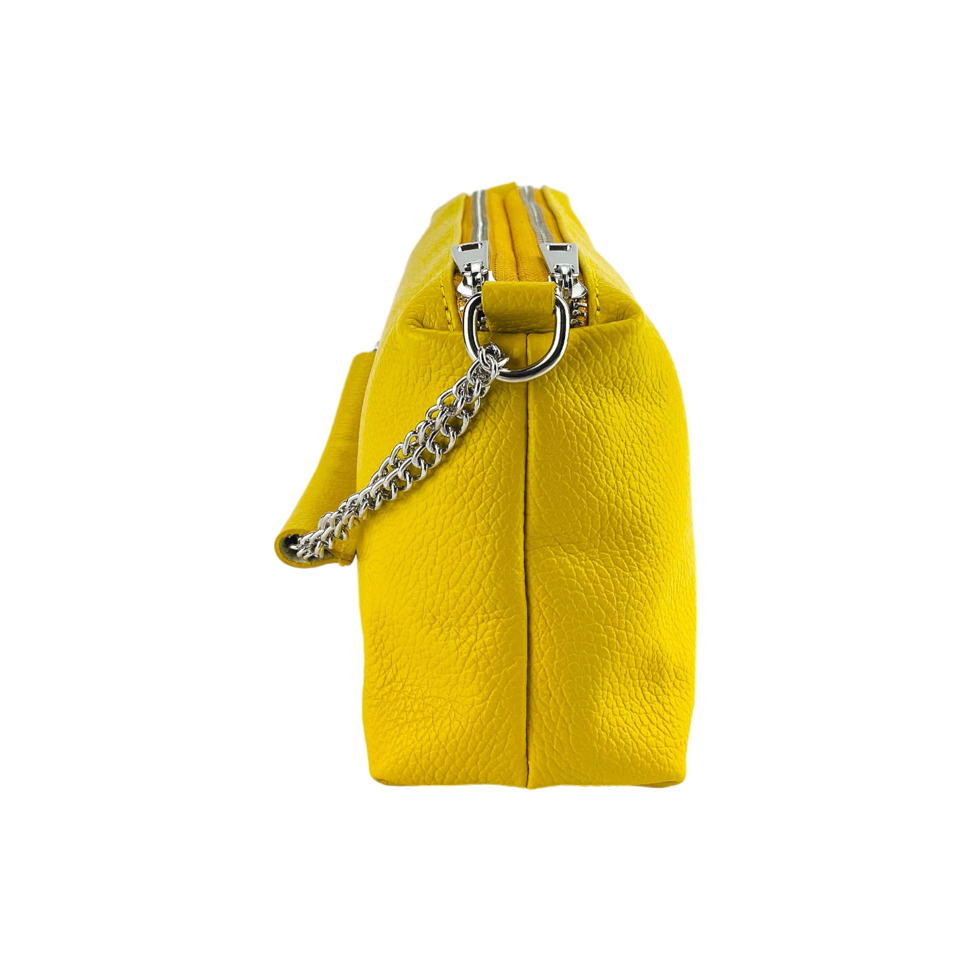 Double Zip Leather Handbag for Women - Made in Italy - Yellow &amp; Elegant by Kailimood.store at brixbailey.com