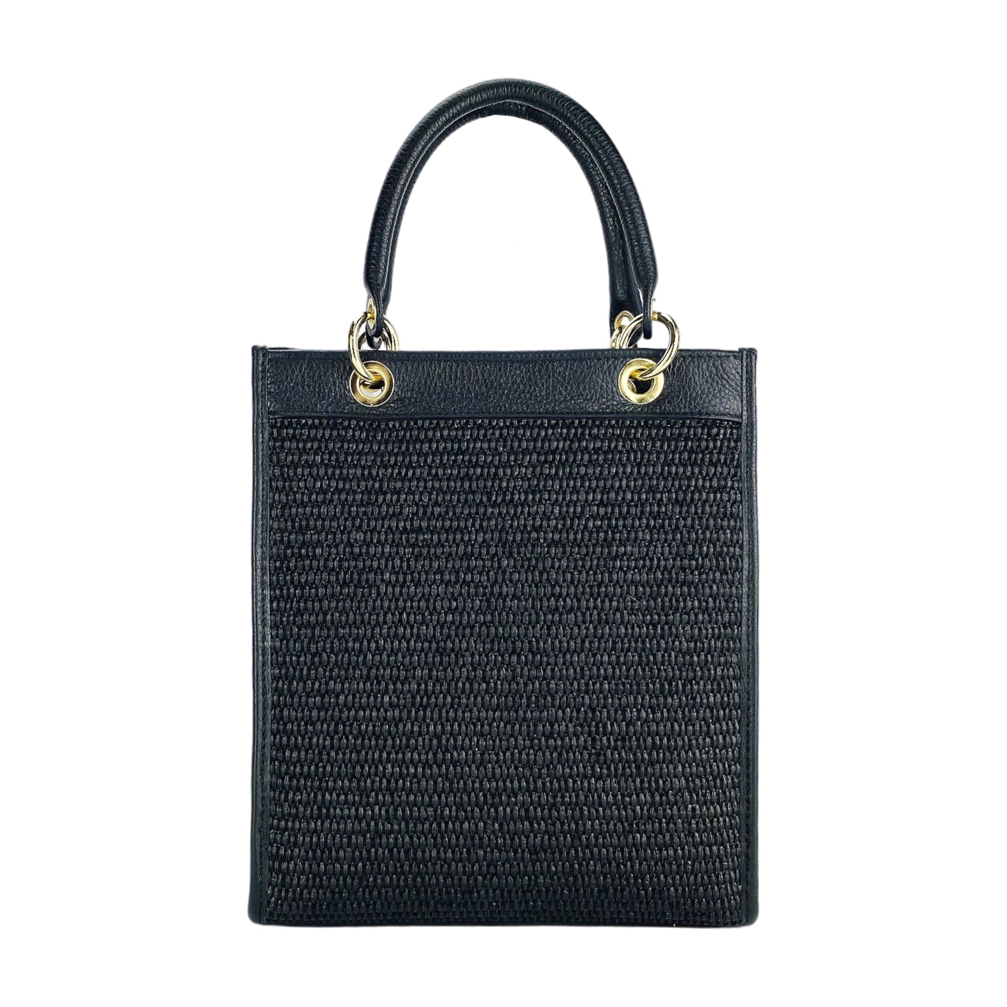 Vertical Leather &amp; Straw Handbag for Women - Made in Italy | Removable Shoulder Strap | Gold Accents | Elegant &amp; Functional by Kailimood.store at brixbailey.com