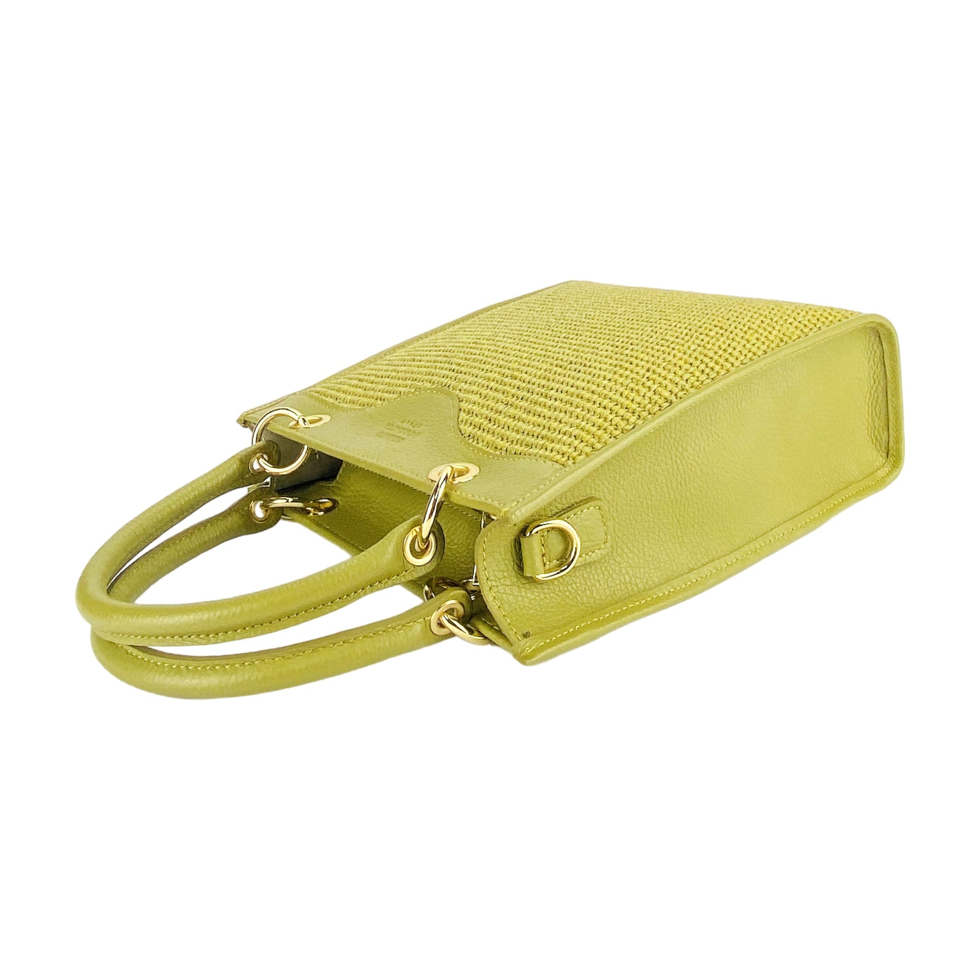 Vertical Handbag for Women with Removable Strap - Made in Italy Genuine Leather &amp; Straw - Pistachio Color by Kailimood.store at brixbailey.com