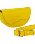 Rounded Shoulder Bag for Women - Italian Leather Crossbody Bag with Removable Strap - Made in Italy - Yellow by Kailimood.store at brixbailey.com