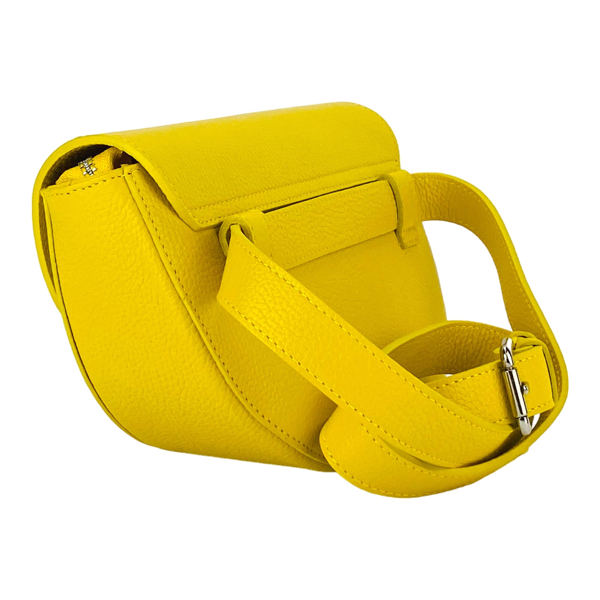 Italian Leather Crossbody Bag for Women - Yellow Shoulder Bag with Removable Strap | Made in Italy by Kailimood.store at brixbailey.com