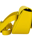 Rounded Shoulder Bag for Women in Genuine Italian Leather - Adjustable Strap & Magnetic Closure - Yellow Fashion Handbag by Kailimood.store at brixbailey.com
