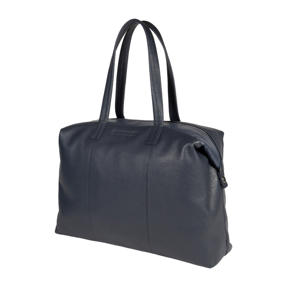 Renato Borzatta Sydney Collection - Convertible Tote to Duffel Bag in Premium Blue Leather by Kailimood.store at brixbailey.com