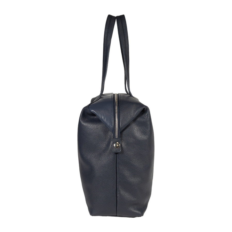 RB2004D | Borsa Shopping Trasformabile in Bauletto in Vera Pelle pieno fiore, grana dollaro/leggera. Doppio manico. Colore Blu. Dimensioni: cm 43 x 36 x 14. Confezione: Sacchetto in Tessuto non Tessuto