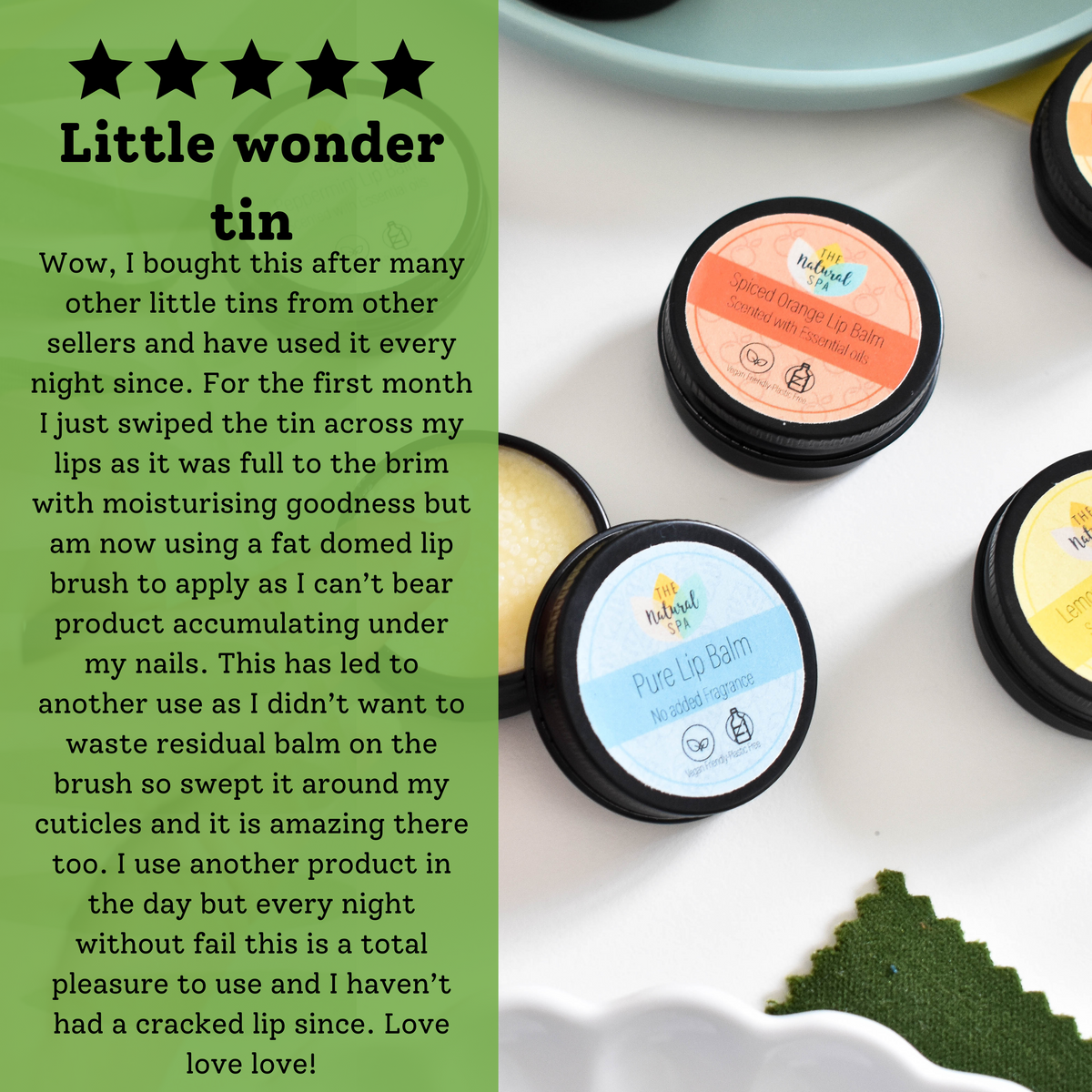 Peppermint Natural Lip Balm | Vegan, Hydrating &amp; Nourishing | Plastic-Free, Handmade Lip Care